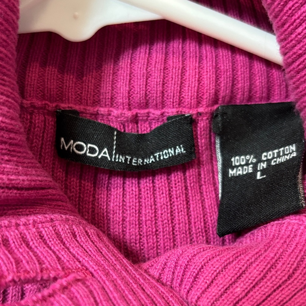 Moda International Fuchsia Ribbed Button-Up Sweater - Picture 5 of 6
